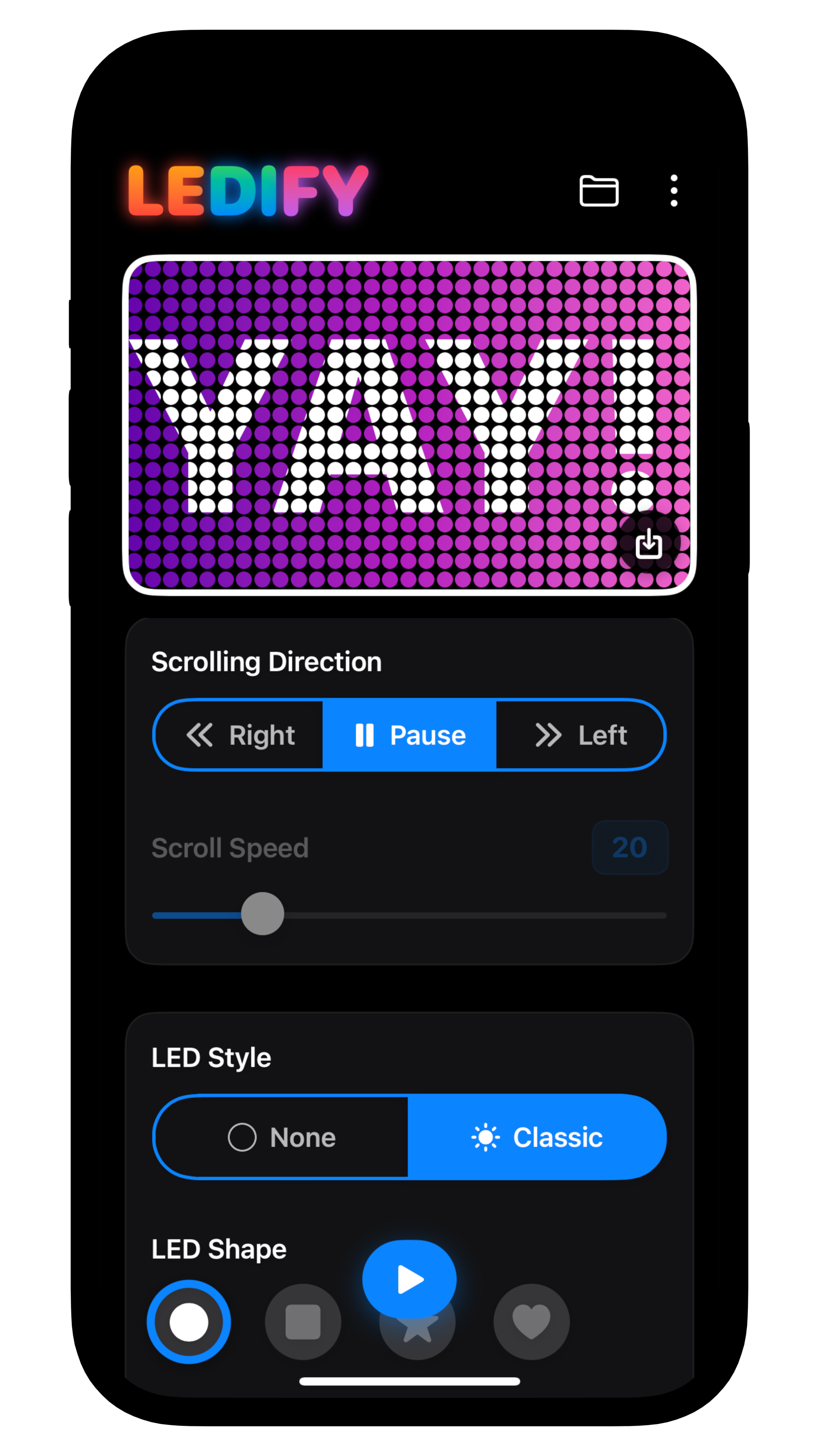Adjusting LED scrolling speed and direction